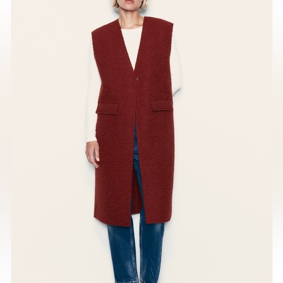 Zara Black Sleeveless long textured vest NWOT woman’s size large - Picture 14 of 16